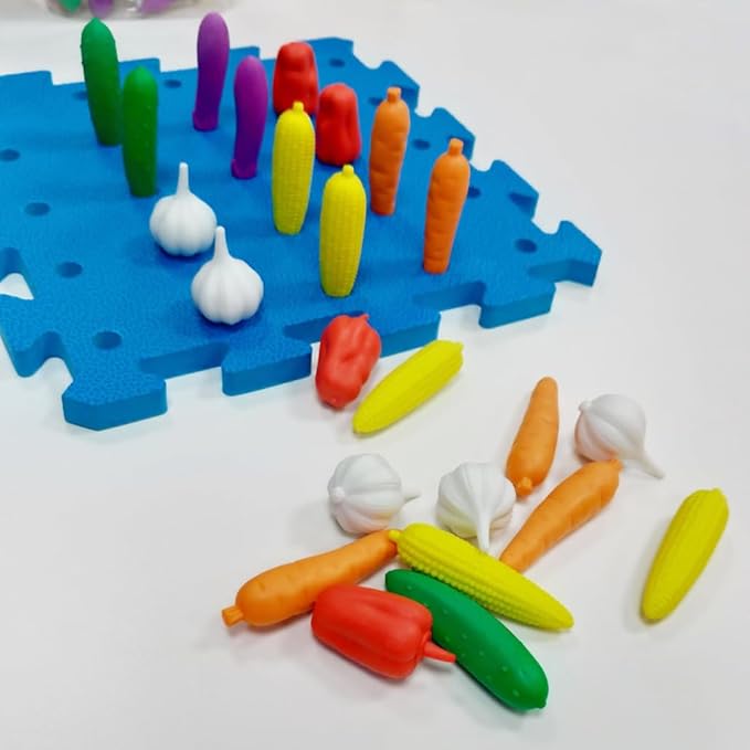 Vegetable Counters – Classify & Count, 144-Piece Montessori-Inspired Math Manipulatives Set with 6 Colors & Vegetable Types for Ages 3+