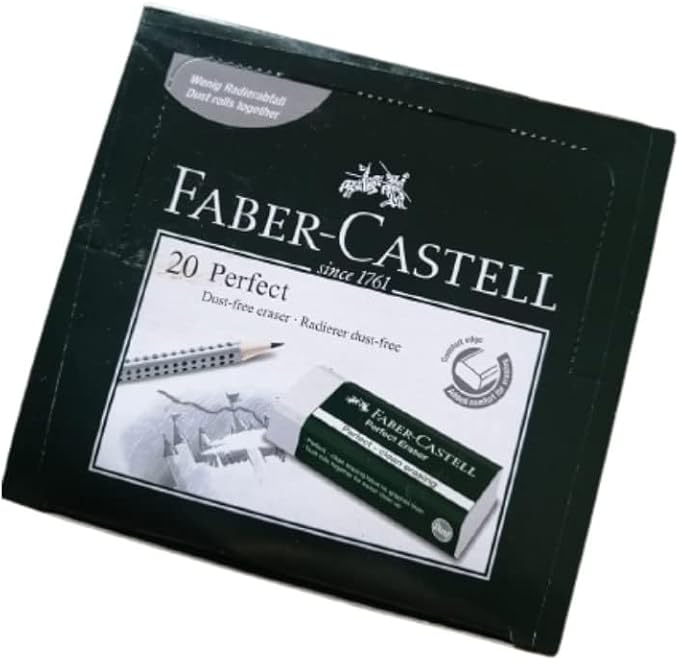 Faber-Castell Extra Soft Large White Pencil Eraser Set, Dust Free Excellent Clean Erasing for School Kids Art Drawing Office, 2.45x0.9x0.5 Inches (Pack of 5)