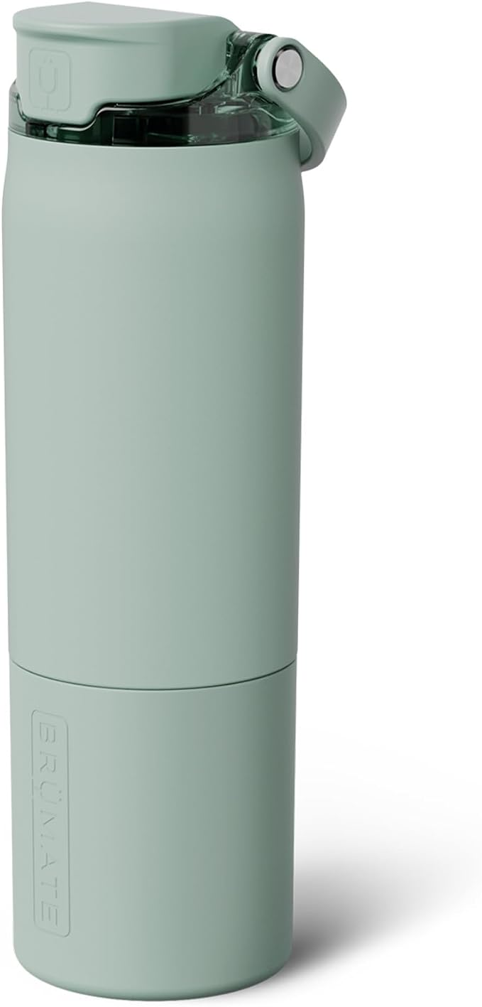 BrüMate Rise 25oz Water Bottle With 100% Leakproof Covered Silicone Straw | Insulated Stainless Steel Water Bottle | Cup-Holder Friendly | Fast Flow | Soft Sip Silicone Spout | BPA-Free (Sage)