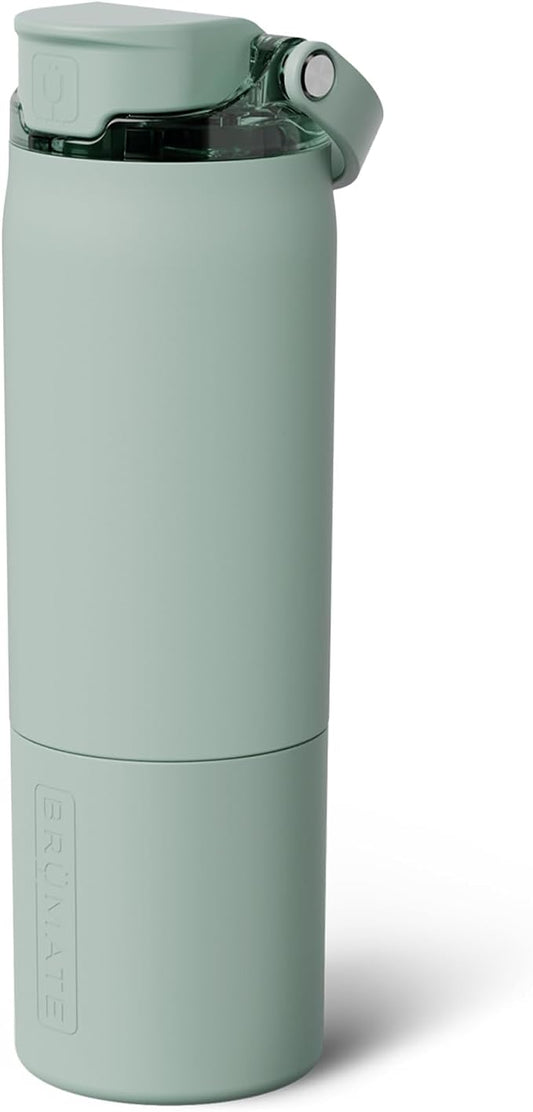 BrüMate Rise 25oz Water Bottle With 100% Leakproof Covered Silicone Straw | Insulated Stainless Steel Water Bottle | Cup-Holder Friendly | Fast Flow | Soft Sip Silicone Spout | BPA-Free (Sage)
