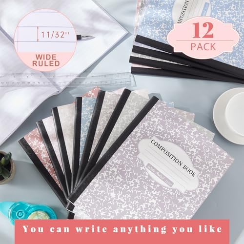 Colarr 12 Pack Composition Notebook Wide Ruled Marble, Taro Color