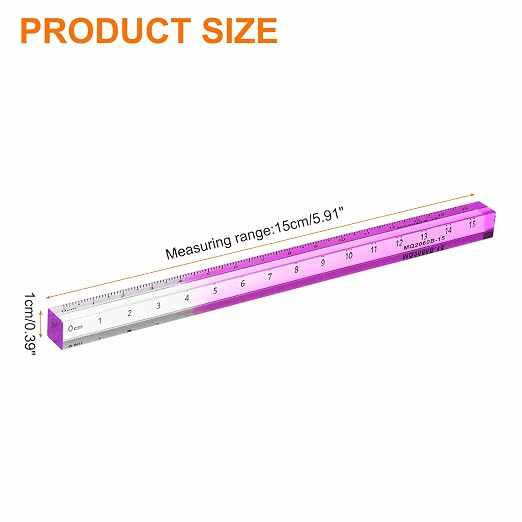 HARFINGTON Acrylic Clear Straight Rulers 15cm Metric Transparent Gradient Three-Dimensional Plastic Ruler Square Cube Measuring Tool for Classroom Office, Purple