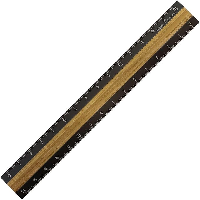 DESIGNPHIL 42270006 Midori Ruler, Aluminum & Wood Ruler, 5.9 inches (15 cm), Black