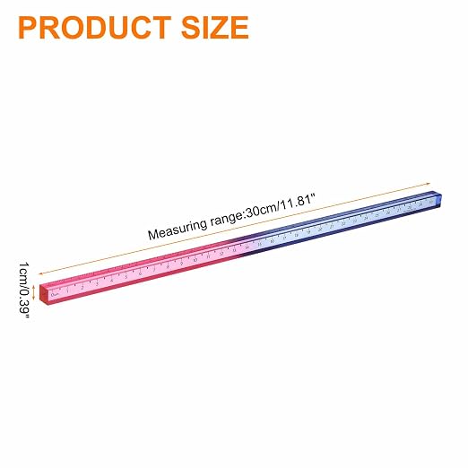 HARFINGTON Acrylic Clear Straight Rulers 30cm Metric Transparent Gradient Three-Dimensional Plastic Ruler Square Cube Measuring Tool for Classroom Office, Blue-Pink