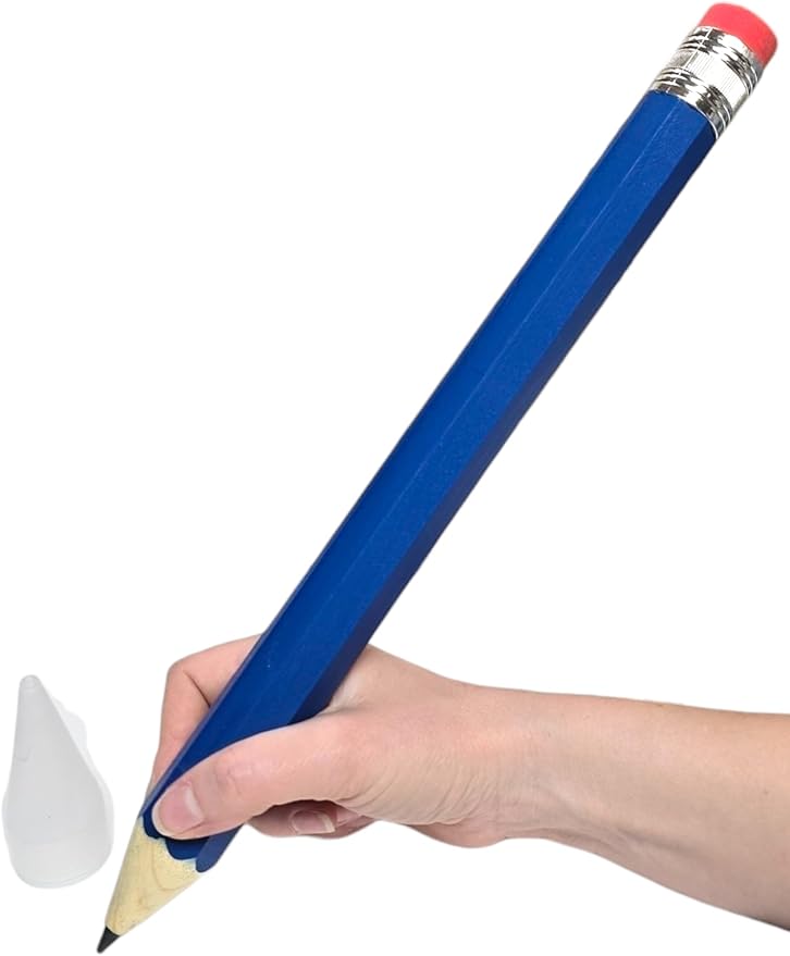 Zugar Land Giant Pencil 15" (4 Colors Available: Orange, Yellow, Blue and Green) Real Wood. Already Sharpened. Large Wooden Jumbo Pencils with Pink Top Erasers (4 Pack (4 Colors))