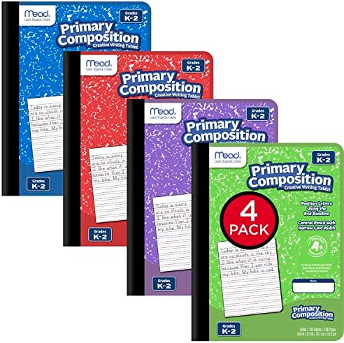 Mead Primary Composition Book, Primary Ruled Journal, Grades K-2, 7-1/2" x 9-3/4", 100 Sheets per Comp Book, Assorted Colors (610053-ECM) (Pack of 12)