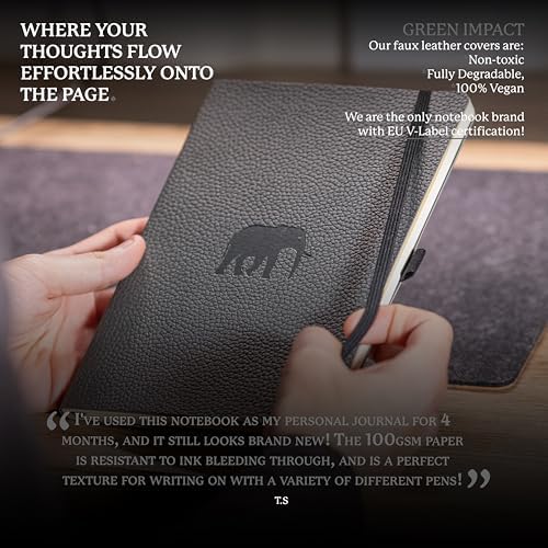 Dingbats* Wildlife Dotted Writing Journal Notebook A5 - Vegan Leather Softcover - Ideal for Work, Travel - Pocket, Elastic Closure, & Bookmark