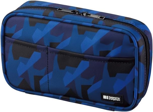 LIHITLAB Large Capacity Zipper Pencil Case For School Office College, Big Capacity 4 Compartments Pencil Bag Holder Adults Teen Boys Girls, Travel Cosmetics Storage, Navy Camo (A7551-132)