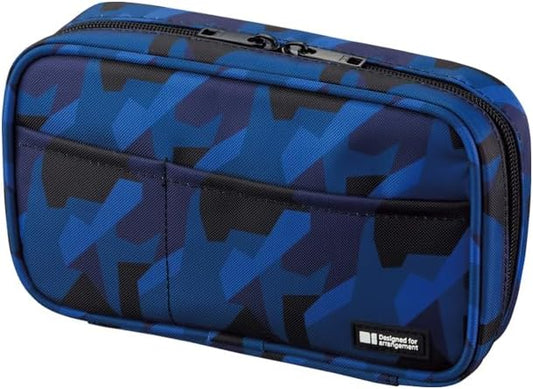 LIHITLAB Large Capacity Zipper Pencil Case For School Office College, Big Capacity 4 Compartments Pencil Bag Holder Adults Teen Boys Girls, Travel Cosmetics Storage, Navy Camo (A7551-132)
