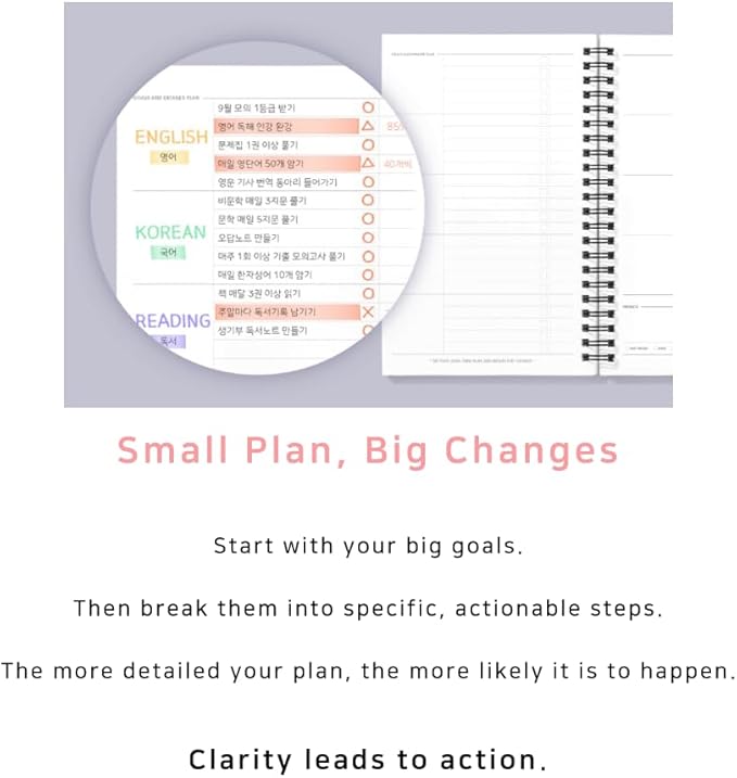 MOTEMOTE 10-Minute Planner 100 DAYS – Study Planner, Time-Blocking Productivity Journal, Spiral-Bound, Color Chip Edition (Rose Quartz)