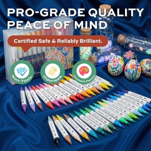 finenolo 72 Colors Acrylic Paint Markers, 36 Dual Brush Tip Art Markers