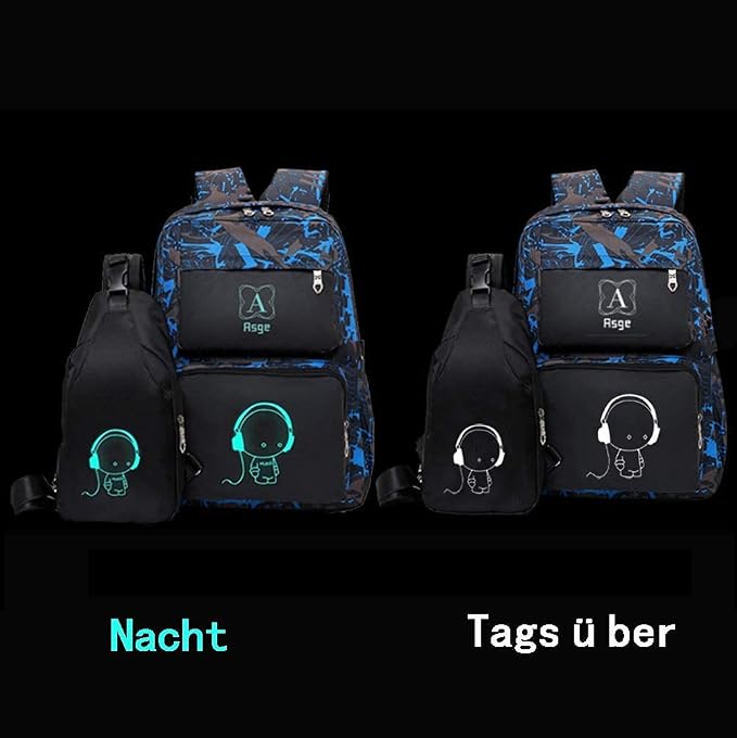 Asge Backpack for School Boys Backpacks for Kids Camo Bookbag for Middle School Bags Waterproof Travel Back Pack (Blue) | Camo Design, Middle School, Waterproof, Travel