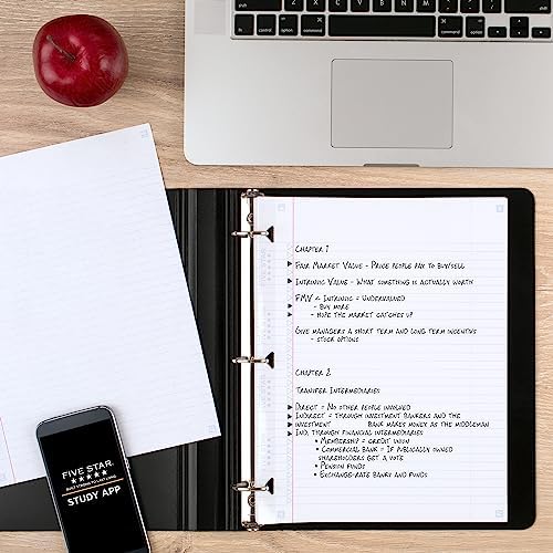 Five Star Loose Leaf Paper + Study App, 6 Pack, Notebook Paper, College Ruled Filler Paper, Reinforced, Fights Ink Bleed, 8.5 x 11, 80 Sheets per Pack (170025)