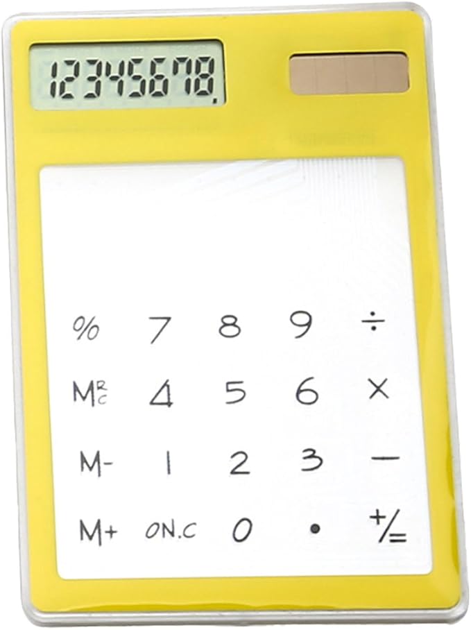 Solar Powered Calculator, Touch Screen 8 Digit LCD Display, Transparent Calculator for Office School Home with Lightweight and Compact Designf Business People and Family Use