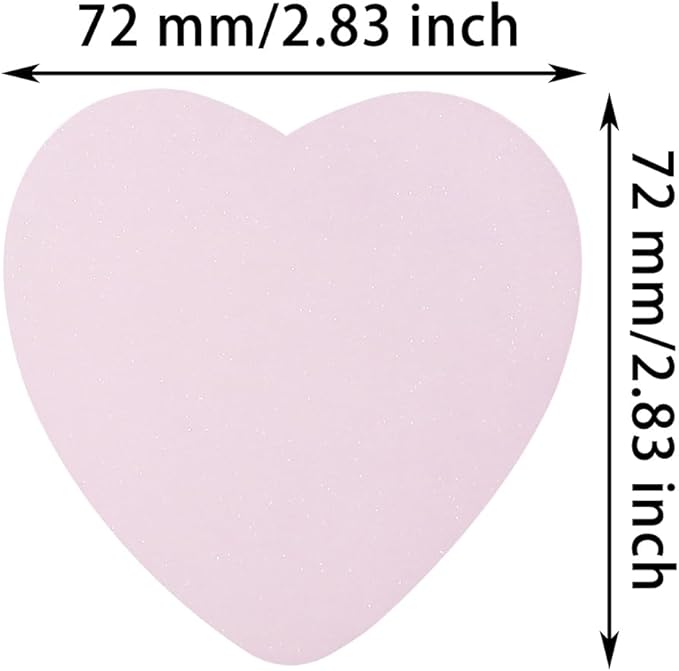 ONLYKXY Glitter Heart Shape Transparent Sticky Notes for Annotating,2.8in Pastel Color Waterproof Index Sticker Self-Stick Book Tabs Soft PET Marker Memo Pad for Home School Office (2, Pink)