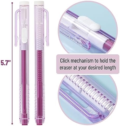 Mr. Pen- Retractable Mechanical Eraser Pens, 6 Pack, Vintage Colors | Latex-Free Precision Pencil Erasers for Artists, Students, Drawing, Sketching & Drafting