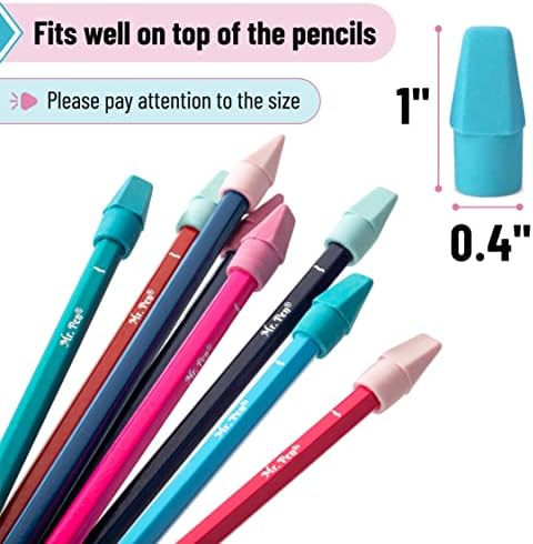 Mr. Pen- Pencil Erasers Toppers, 240 Pack, Muted Pastel Colors
