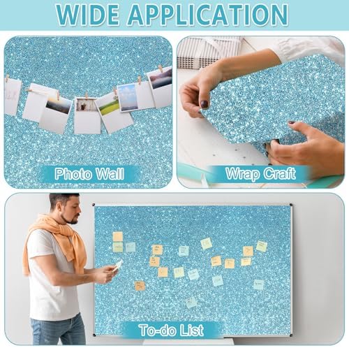 Glitter Light Blue Bulletin Board Roll Non-Woven Fabric Poster 15.7" x20 Ft