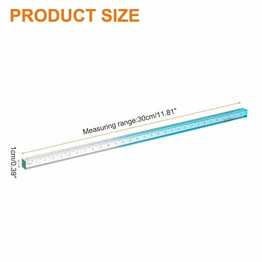 HARFINGTON Acrylic Clear Straight Rulers 30cm Metric Transparent Gradient Three-Dimensional Plastic Ruler Square Cube Measuring Tool for Classroom Office, Sky Blue