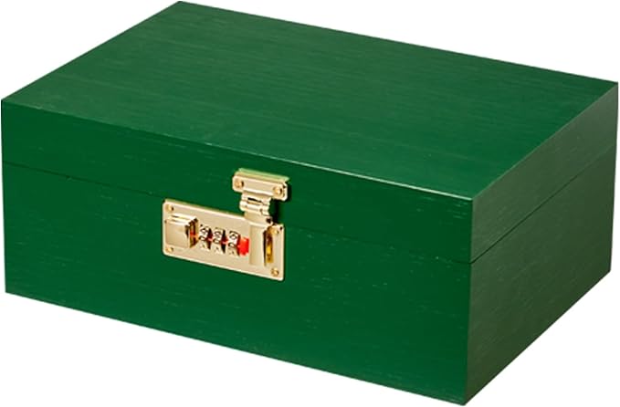 Bamboo Wood Desktop Organizer with 3 Glass Jars and Sliding Tray - Red Multi-Compartment Storage Case for Craft Supplies, Stationery, and Small Accessories (Green)