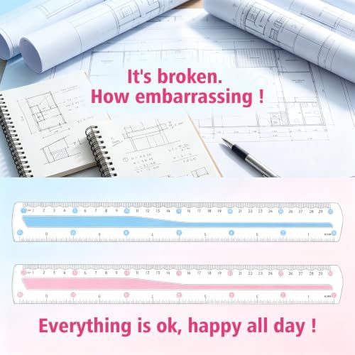 Grevosea 2 PCS Rulers 12 Inch Flexible Ruler Clear Plastic Ruler