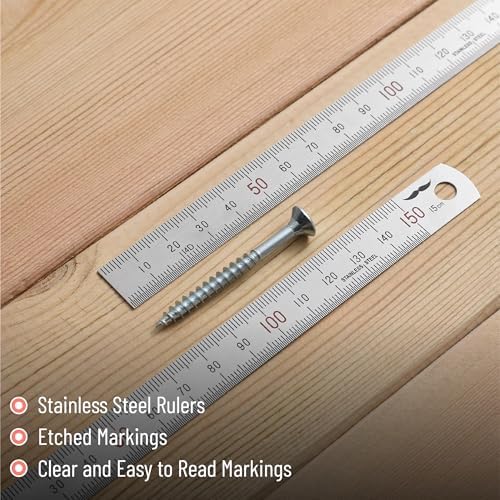 Mr. Pen- Machinist Ruler, 2 Pack, 150mm, Stainless Steel Imperial