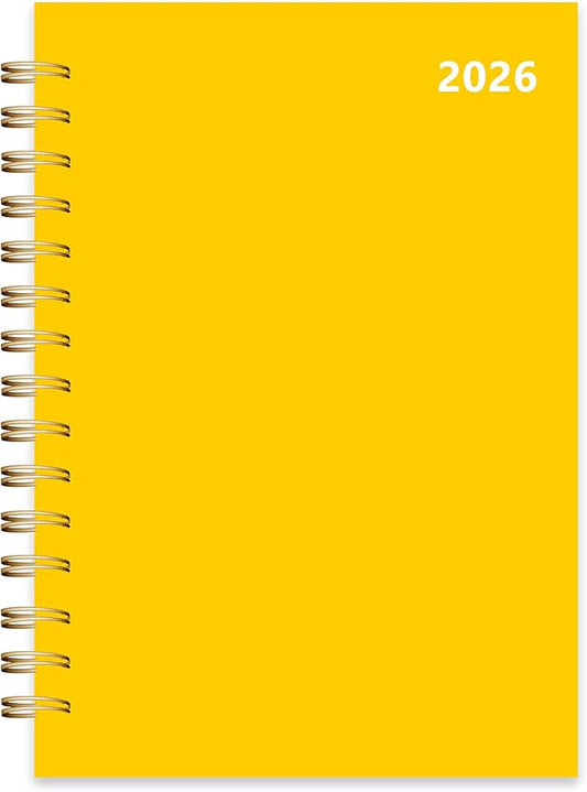 2026 Weekly and Monthly Planner, From January 2026 to December 2026, 5.5" x 8.5" Daily Planner for Productivity, Goal Setting & Time Management, Organizer for Work & School - Yellow Hard Cover