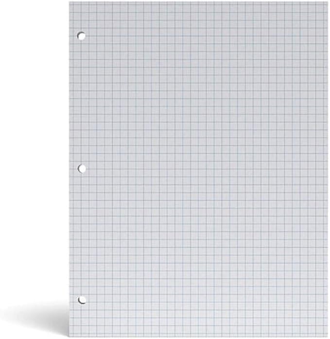 1InTheOffice Graph Paper Loose Leaf, Graph Ruled Filler Paper, 8.5 x 11, 200 Sheets/Pack, White