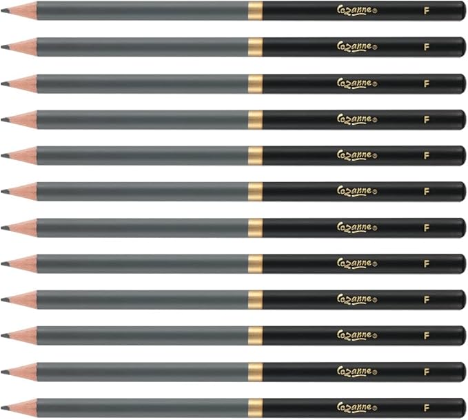 Cezanne Graphite Drawing Pencils Set - F, Set of 12 Break-Resistant Graphite Lead, Easy-to-Sharpen Sketch Pencils, Master Artist Quality Graphite Pencils for Technical and Artistic Drawing