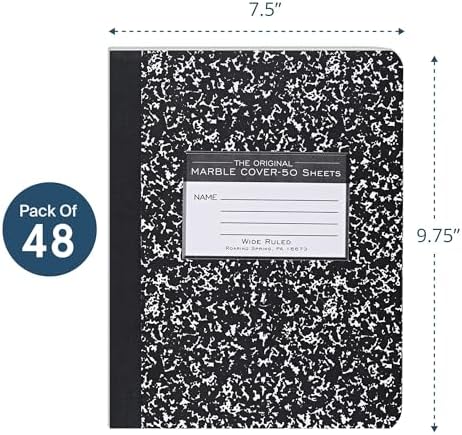 ROARING SPRING Hard Cover Composition Book, Wide Rule, 100 Pages, 48 Pack