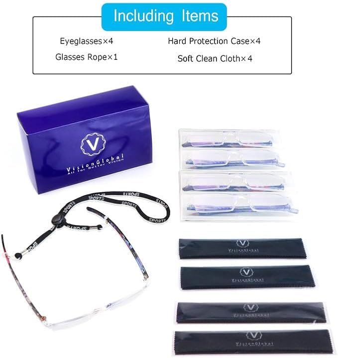 LifeArt 2/4 Pairs Reading Glasses, Blue Light Blocking Glasses, Computer Glasses for Men and Women, Rectangle Eyewear Frame