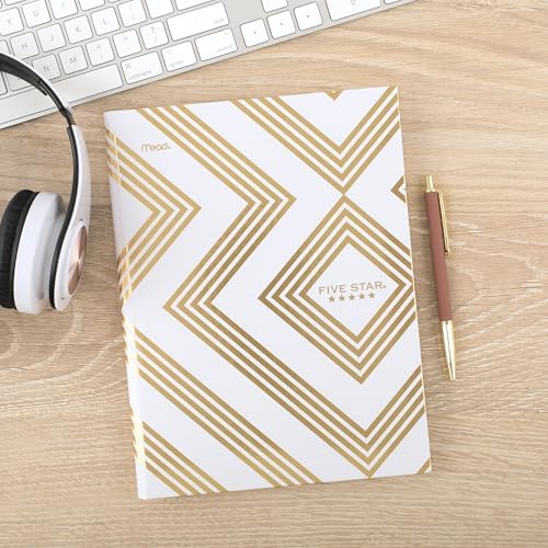 Five Star Composition Book, College Ruled Paper, 7-1/2" x 9-3/4", 150 Sheets, Hardcover, Metallic Gold Geo (850165F-ECM)