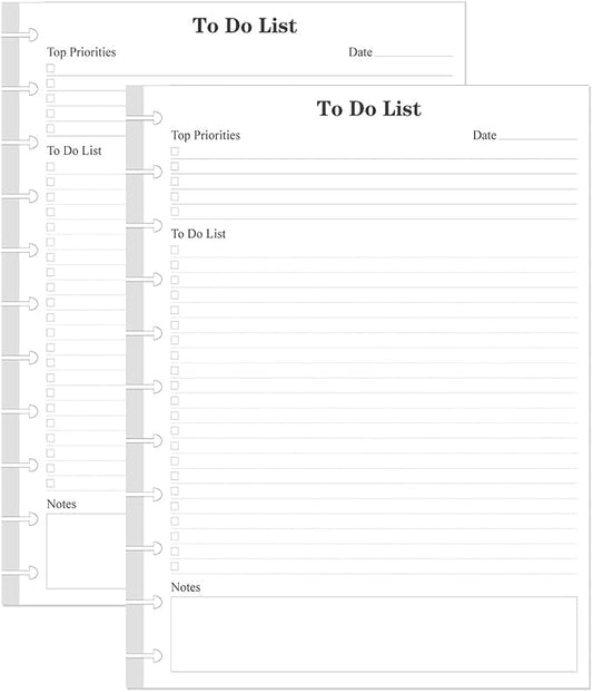 (2-Pack) Letter Size TUL Discbound To Do List Refills, 11 Disc Daily Planner Insert, 200Sheets / 400Pages To Do Paper, 100gsm White Paper, 8.5'' x 11''