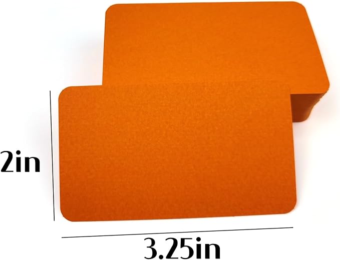 PPAPPAPPIYO 3.5x2 rounded corner index cards180gsm Thick Cardstock, Blank Colored Flash Cards for Study, Notes, Business Cards & Labels, Small Notecards 100 Pack (Orange)