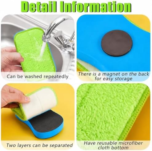 Zonon 3 Pcs Chalk Erasers Magnetic Reusable Dust Free, Blue