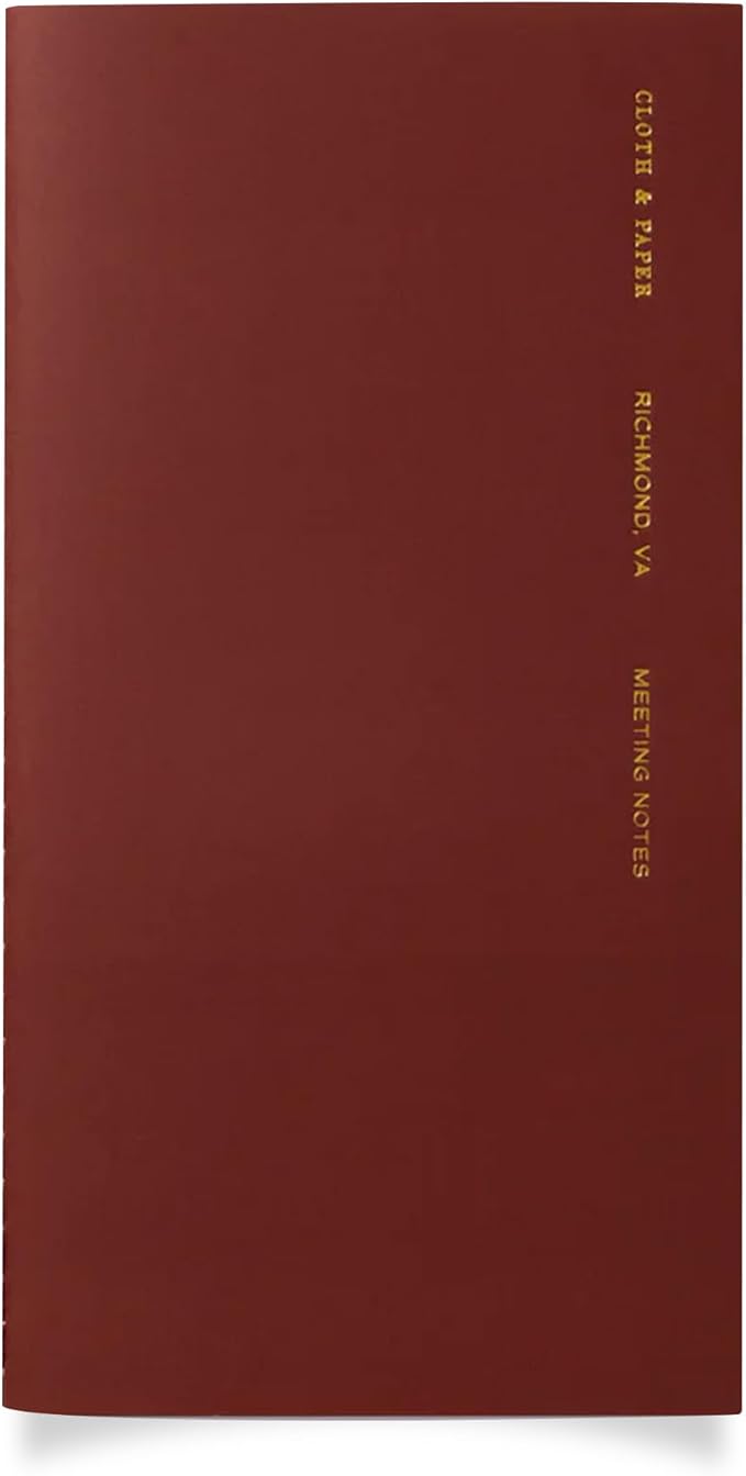 Cloth & Paper Travel Notebook | Meeting Notes – Bordeaux | Pocket Plus Meeting Notebook 3.2" x 6" | Structured Meeting Layout for Agenda, Attendees, Notes & Follow Up Tracking – Soft Touch Cover