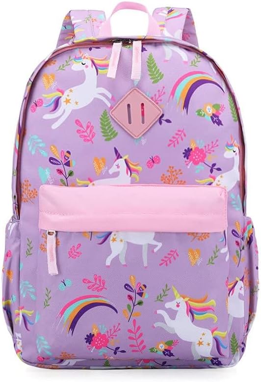 KK CRAFTS Preschool Backpack Kindergarten Little Kids Toddler Elementary School Backpacks for Boys and Girls with Chest Strap(17Inch, Purple Unicorn)