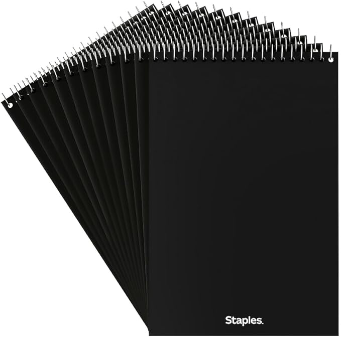 STAPLES Steno Pads, 6” x 9”, Gregg Ruled, Green Paper, 12‑Pack