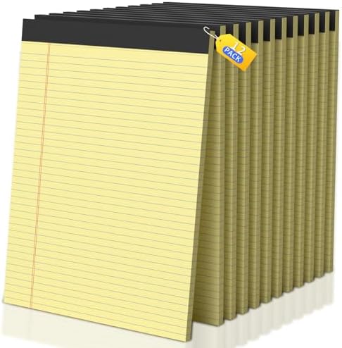 Legal Pads 8.5 X11.75, Narrow Ruled Notepads, 12 Pack White Note Pads
