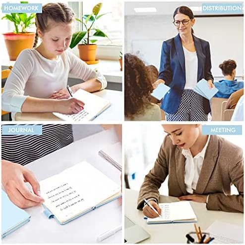feela 3 Pack Pocket Small Notebook Journals, Mini Cute Memo Notepad Hardcover College Ruled Lined Journals with Pen Holder for Women Girls Office School, with 3 Black Pens, 3.5”x 5.5”, A6, Light Blue