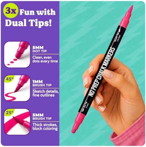 Chalkola 72 Liquid Chalk Markers Dual Tip Dot & Brush - Erasable Chalk Pens