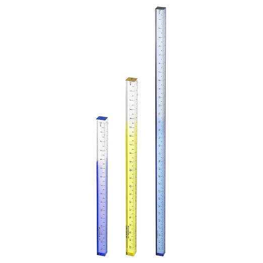 HARFINGTON 3pcs Acrylic Clear Straight Rulers 15/20/30cm Metric Transparent Gradient Three-Dimensional Plastic Ruler Square Cube Measuring Tool for Office, Blue/Yellow/Blue-Gray