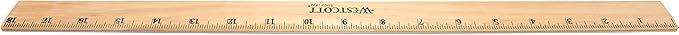 Westcott 18-Inch Wooden Ruler with Single Metal Edge, Clear Lacquer Finish, 12-Pack (05018)