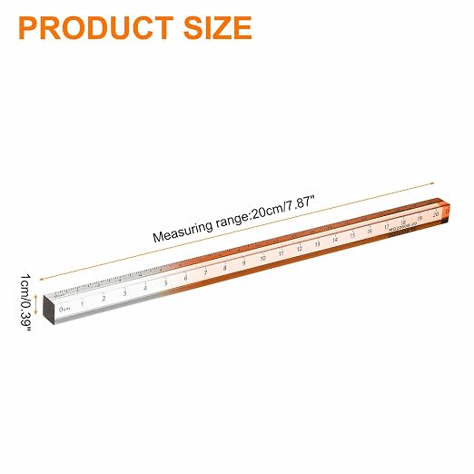 HARFINGTON Acrylic Clear Straight Rulers 20cm Metric Transparent Gradient Three-Dimensional Plastic Ruler Square Cube Measuring Tool for Classroom Office, Orange