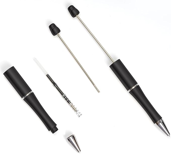 jiebor 30Pcs White Beadable Pens Plastic Bead Ballpoint DIY Cute Cool Pens Black Ink for Women Men Bridal Graduation Gift Office Supplies