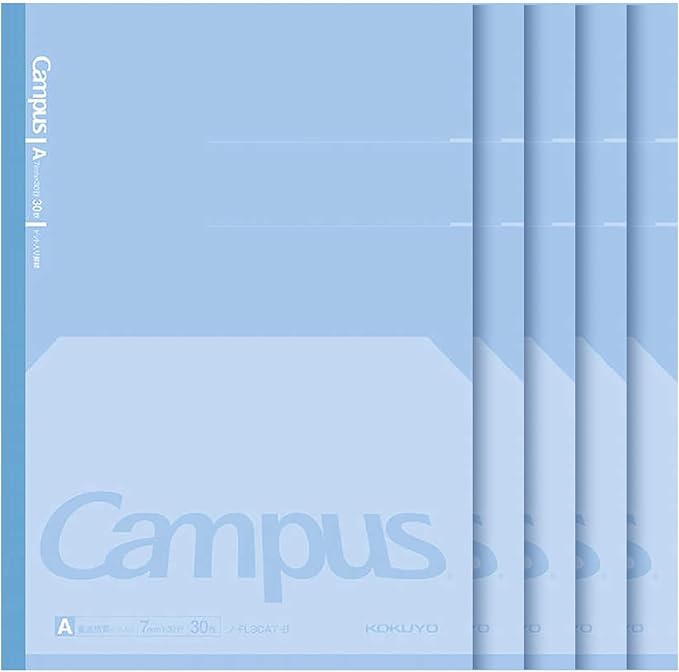 KOKUYO Composition Notebooks, 7" x 10" Kimochii Dot Lined Notebook, 30 Sheets College Ruled Paper, 5 Pack Blue B5 Notebook for School and Work, School Supplies Comp Book for Note Taking