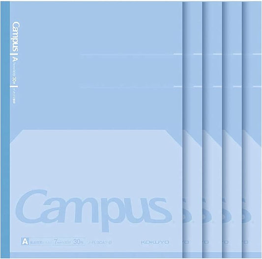 KOKUYO Composition Notebooks, 7" x 10" Kimochii Dot Lined Notebook, 30 Sheets College Ruled Paper, 5 Pack Blue B5 Notebook for School and Work, School Supplies Comp Book for Note Taking