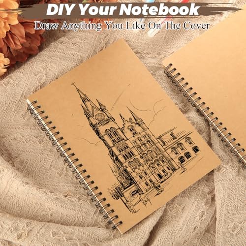 MIVIDE 48 Pack A5 Bulk Spiral Notebooks with Kraft Cover, 8.3 x 5.8 Inch 120 Pages Hardcover Spiral Lined Notebook Journal, Lined Travel Bulk Writing Paper Notebook for School Business Office Supplies