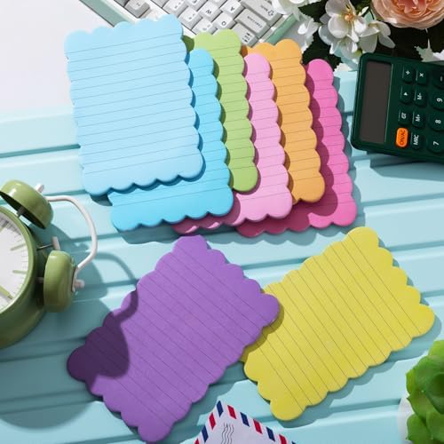 Eaasty 8 Pack Scalloped Sticky Notes Lined 4" X 6" Rainbow Memo Pads