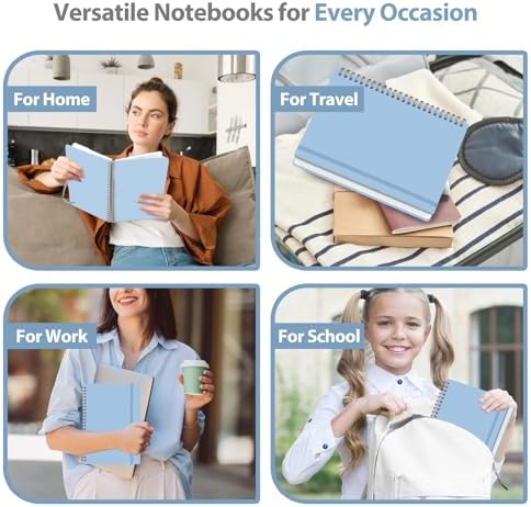A5 Lined Spiral Journal Notebook, 146 Pages Hardcover Notebook with 100 GSM Thick Paper, Inner Pocket & Elastic Closure, 5.7" x 7.9", Notebooks for Work, School, College, Office, Journaling & Note Taking